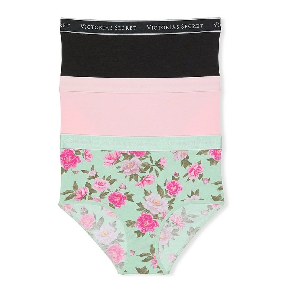 NWT Victoria’s Secret 3-Pack Logo Cotton High-Waist Brief Panties Size Small